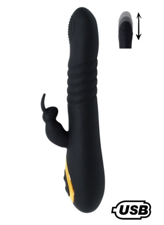 TWIST 2 Noir, Vibromasseur Rabbit "va-et-vient" USB en silicone médical, doté de 18 modes de stimulation - BQ587BLK